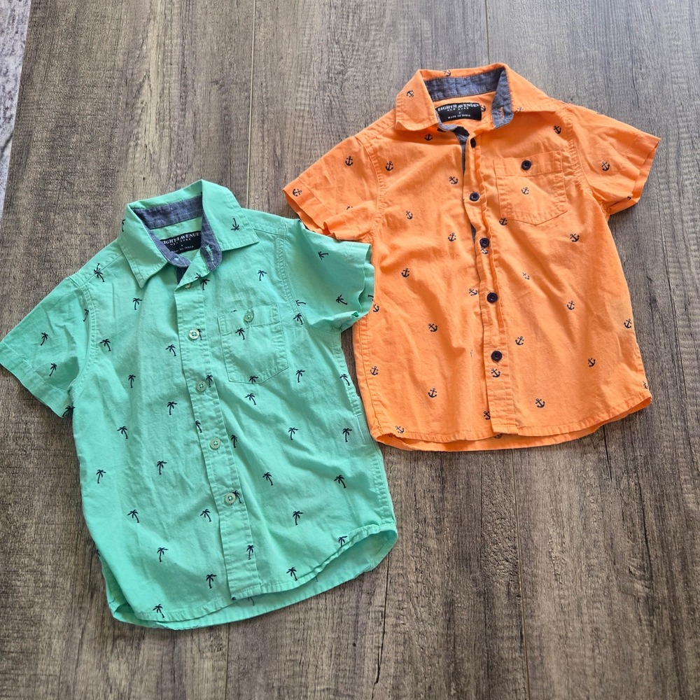Eighth Avenue New York Boys Size 4 Short Sleeve Button Down Shirt Bundle 2pk